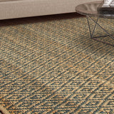 Superior Natural Jute Flatweave Diamond Reversible Black Area Rug