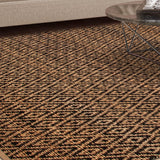 Superior Natural Jute Flatweave Diamond Reversible Black Area Rug