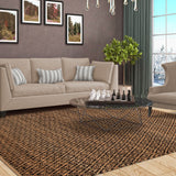 Superior Natural Jute Flatweave Diamond Reversible Black Area Rug