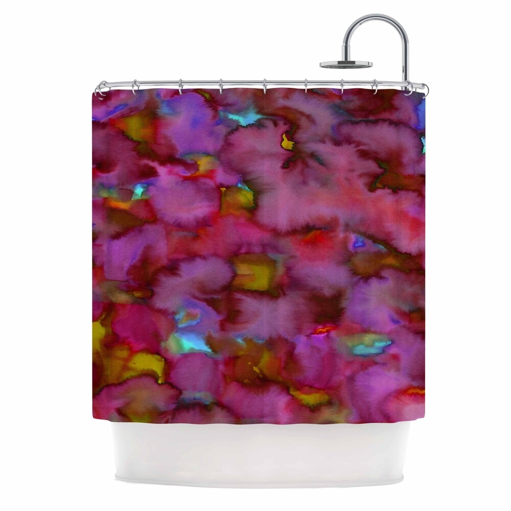 Miranda Mol "Dreamy Clouds Pink" Pink Magenta Abstract Pattern Watercolor Painting Shower Curtain