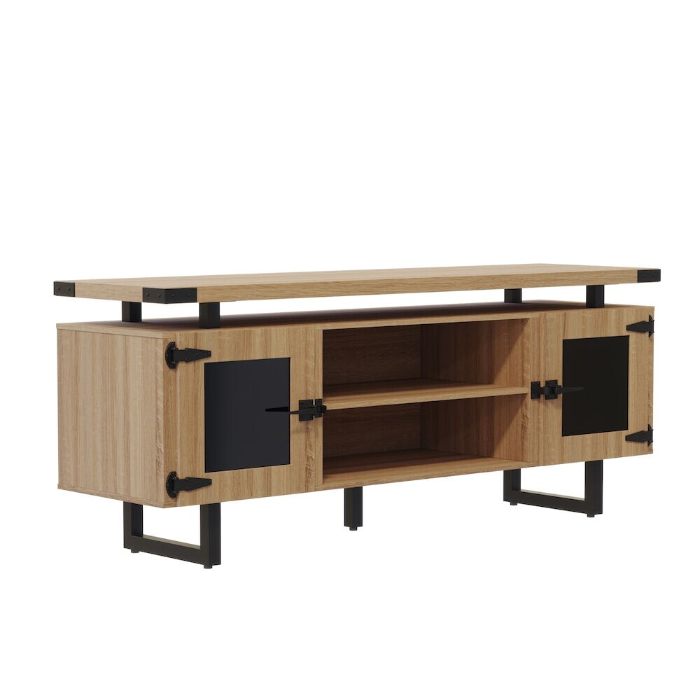 Low Wall Entertainment Center, TV Stand, Media Storage Cabinet