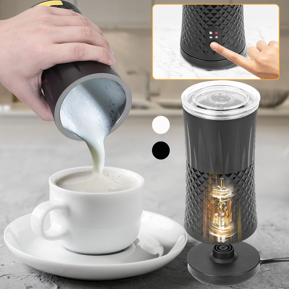Miroco Electric Milk Frother Hot & Cold Foam Maker