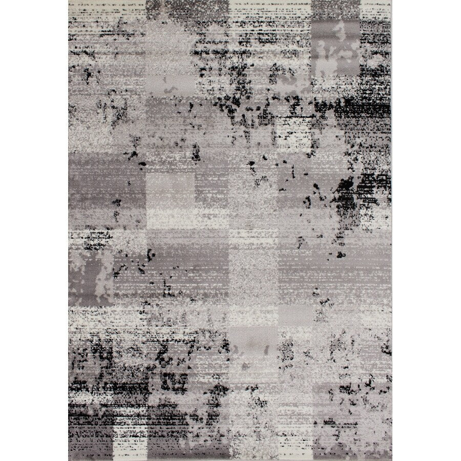 Mirrol Grey Distressed Rectangles Rug