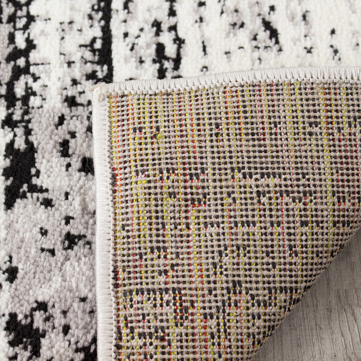 Mirrol Grey Distressed Rectangles Rug