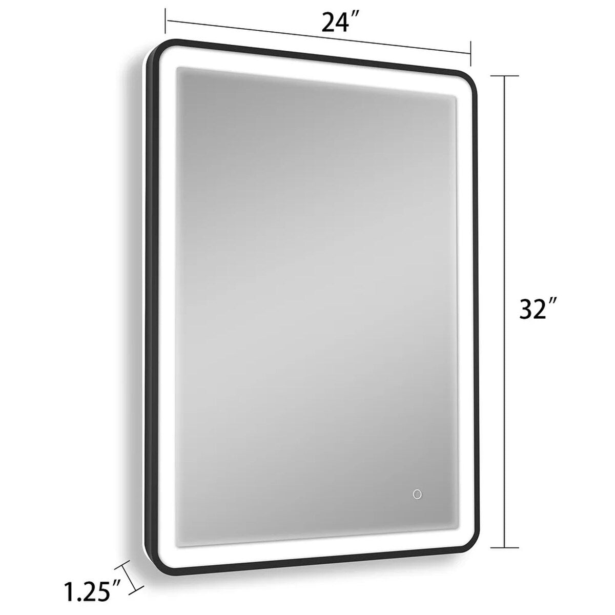 Mirror,24x32 Black Frame Led Mirror Aluminium Powder Coating