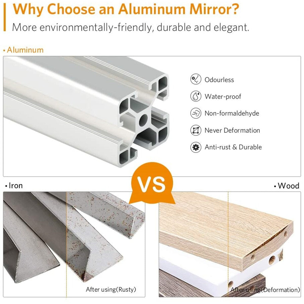 Mirror,24x32 Black Frame Led Mirror Aluminium Powder Coating