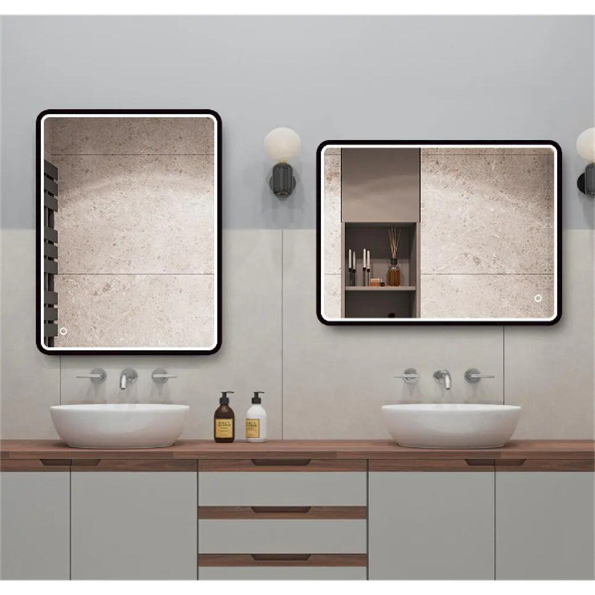 Mirror,24x32 Black Frame Led Mirror Aluminium Powder Coating