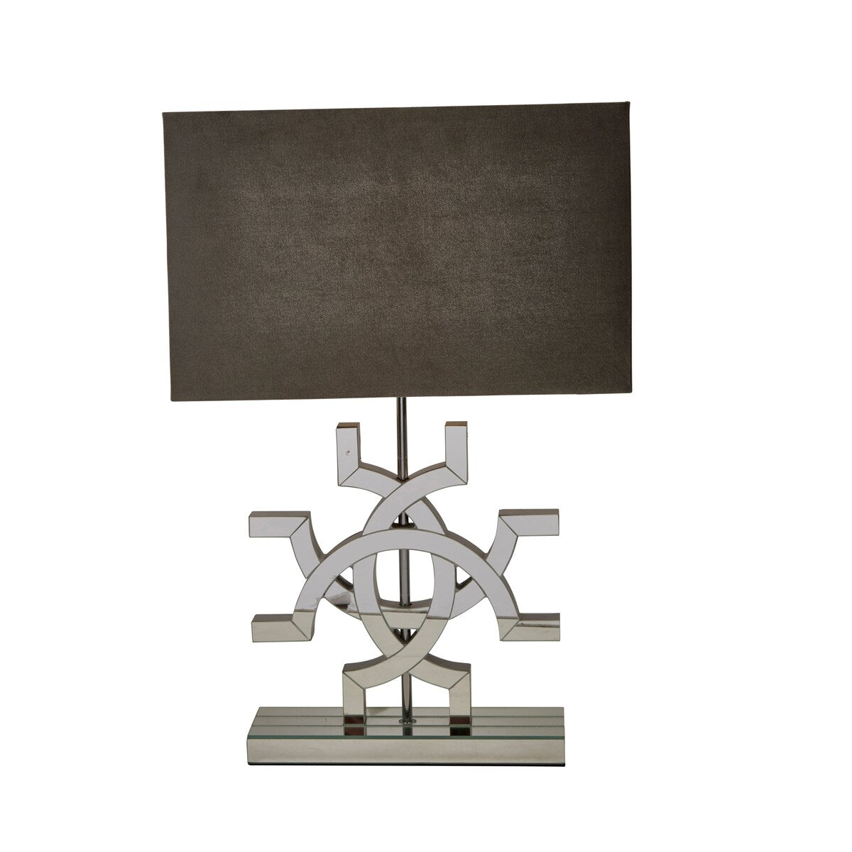 Mirrored 30" Geometric Table Lamp, Silver