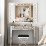 Glam Mirrored 2 Drawer Desk Console Table - 29.92'' H X 39.37'' W X 13.78'' D