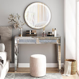 Glam Mirrored 2 Drawer Desk Console Table - 29.92'' H X 39.37'' W X 13.78'' D