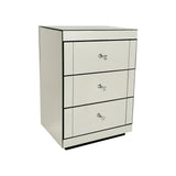 Mirrored Chest with 3 Drawers and Crystal Pulls, Silver