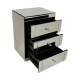 Mirrored Chest with 3 Drawers and Crystal Pulls, Silver