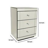 Mirrored Chest with 3 Drawers and Crystal Pulls, Silver