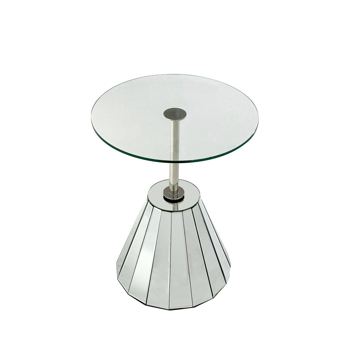 Mirrored Coffee Table Side Table Tempered Glass Desktop Round End Table Small Side Table Bedside Table Night Stand