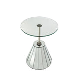Mirrored Coffee Table Side Table Tempered Glass Desktop Round End Table Small Side Table Bedside Table Night Stand