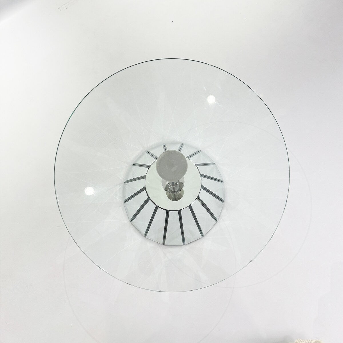 Mirrored Coffee Table Side Table Tempered Glass Desktop Round End Table Small Side Table Bedside Table Night Stand