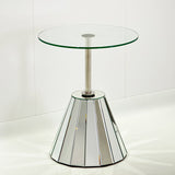 Mirrored Coffee Table Side Table Tempered Glass Desktop Round End Table Small Side Table Bedside Table Night Stand