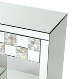 Mirrored End Table with 1 Drawer and Open Shelf, Silver