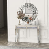 Glam Mirrored 2 Drawer Desk Console Table - 29.92'' H X 39.37'' W X 13.78'' D