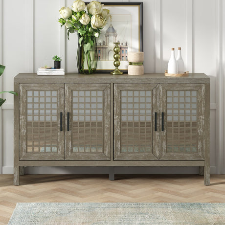 Mirrored Sideboard with Closed Grain Pattern for Dining Room