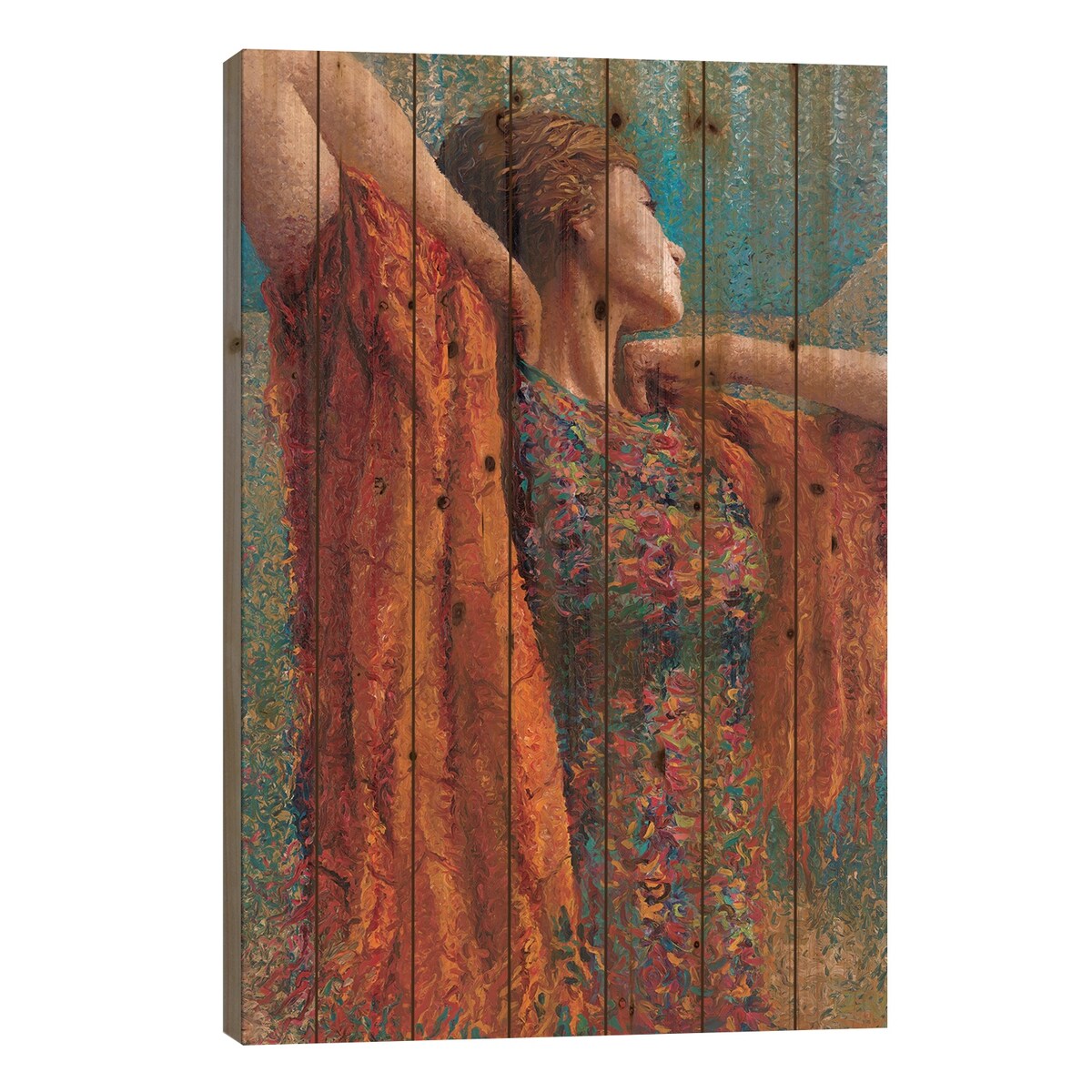 Miss Gibbons And The Scarf Print On Wood by Iris Scott - Multi-Color