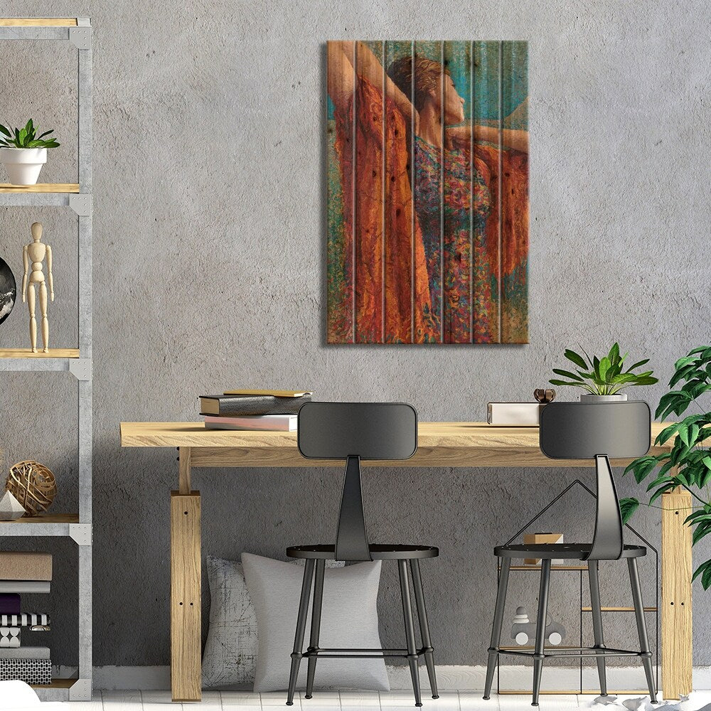 Miss Gibbons And The Scarf Print On Wood by Iris Scott - Multi-Color