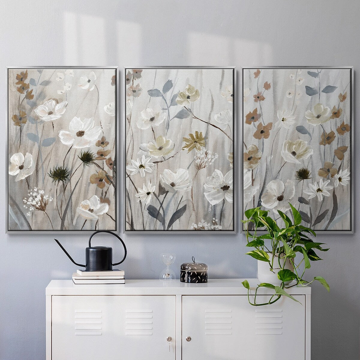 Misty Meadow Field - Multi Piece Framed Canvas