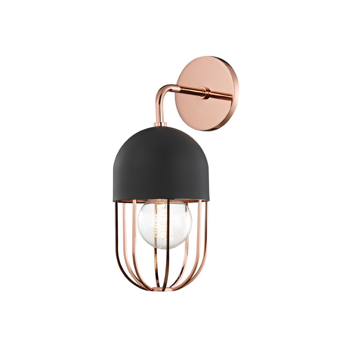 Mitzi by Hudson Valley Haley 1-light Polished Copper Wall Sconce with Black Accents