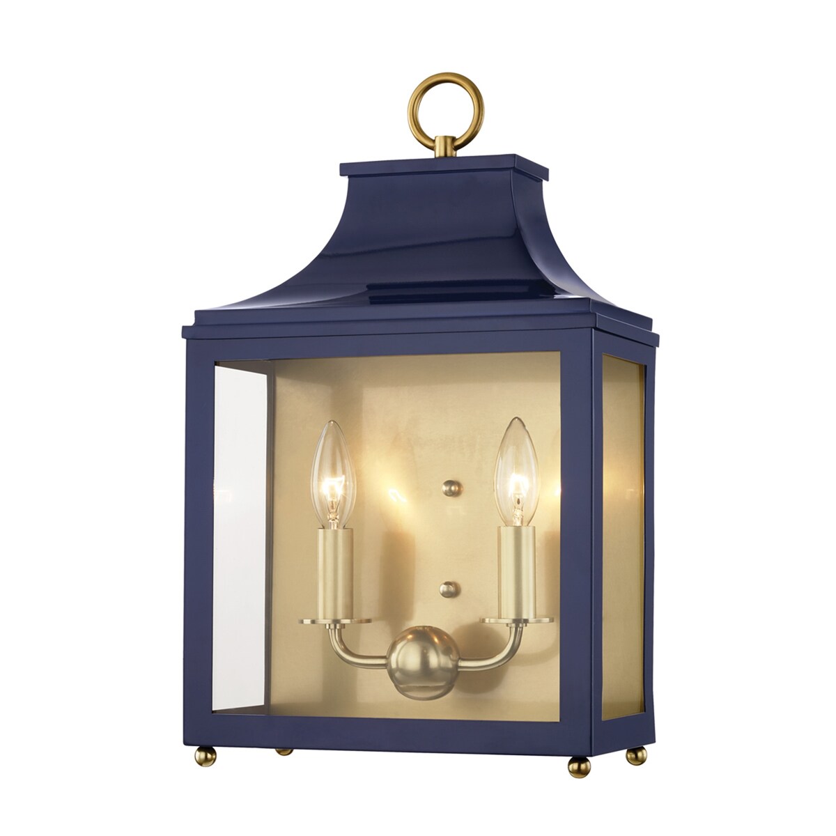 Mitzi by Hudson Valley Leigh 2-light Aged Brass Wall Sconce with Navy Accents