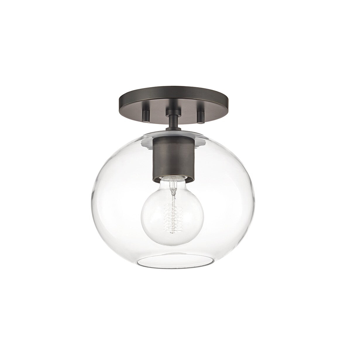 Mitzi by Hudson Valley Margot 1-light Old Bronze Semi Flush, Clear Glass