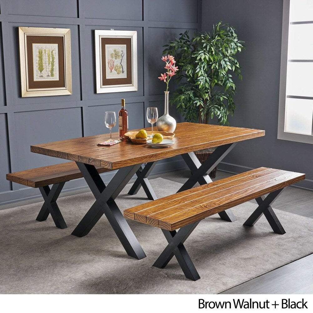 Mitzy 3-piece Rectangle Light-Weight Concrete Picnic Dining Set by Christopher Knight Home
