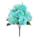 Artificial Mixed Rose Hydrangea Flower Stem Bush Bouquet 18in