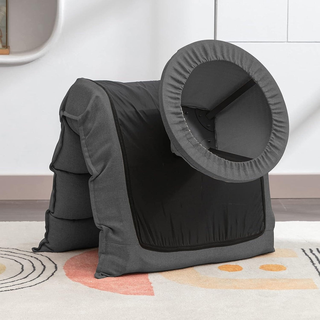 Mixoy 360 Degree Swivel Floor Chair, Recliner Chair with Adjustable Back Support,Space Saving Foldable Chair for Living Room