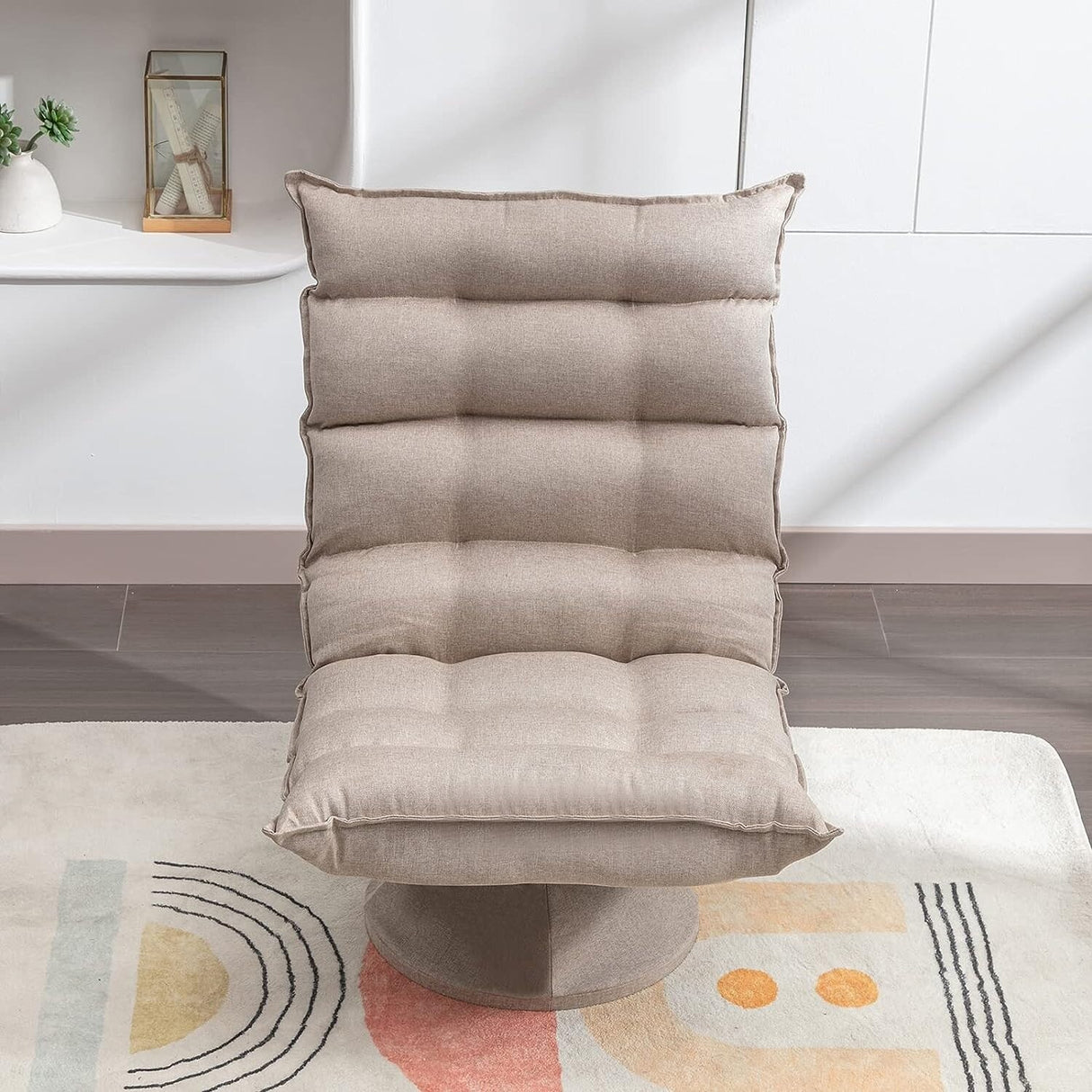 Mixoy 360 Degree Swivel Floor Chair, Recliner Chair with Adjustable Back Support,Space Saving Foldable Chair for Living Room