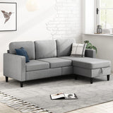 Mixoy Convertible Sectional Sofa with Storage Ottoman, Reversible Chaise
