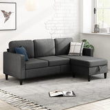 Mixoy Convertible Sectional Sofa with Storage Ottoman, Reversible Chaise