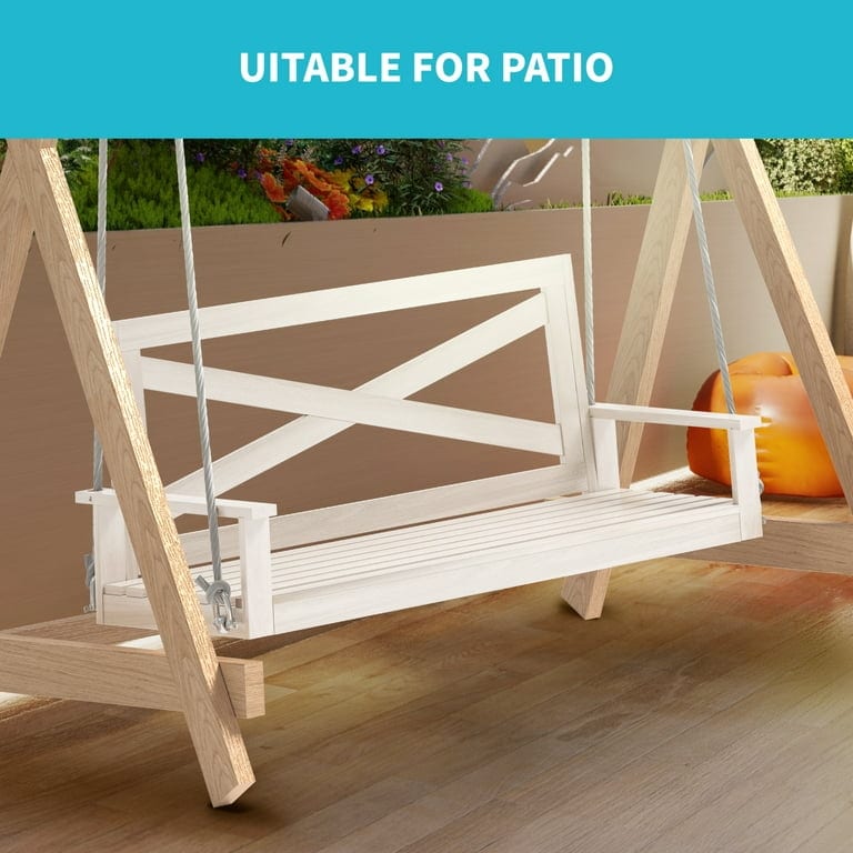 Mixoy Outdoor Wood Porch Swings with Curved Back Design