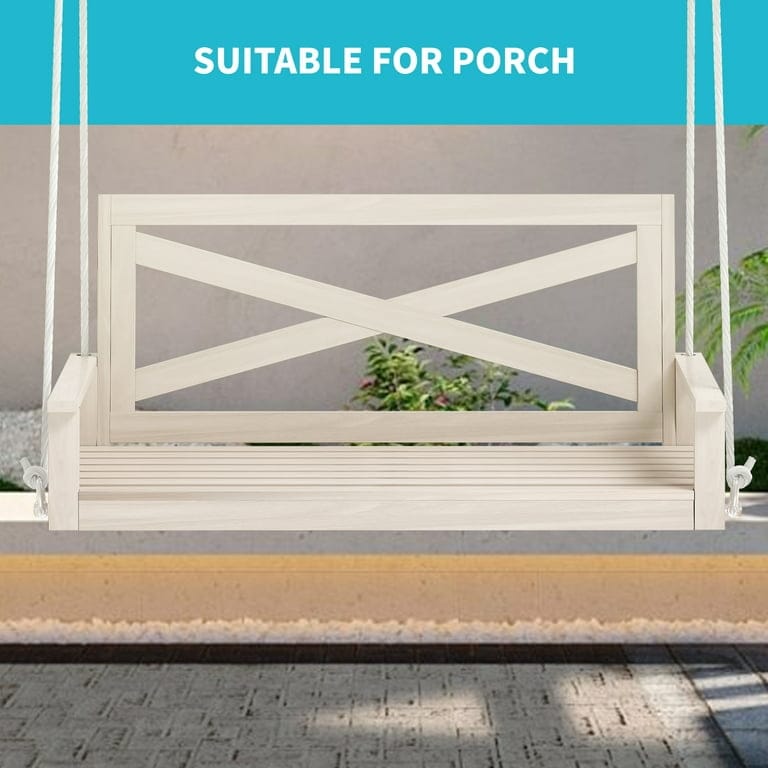 Mixoy Outdoor Wood Porch Swings with Curved Back Design