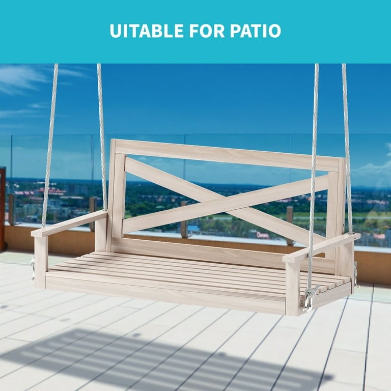 Mixoy Outdoor Wood Porch Swings with Curved Back Design