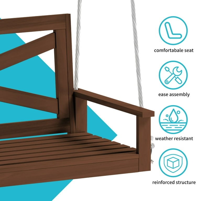 Mixoy Outdoor Wood Porch Swings with Curved Back Design