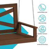 Mixoy Outdoor Wood Porch Swings with Curved Back Design