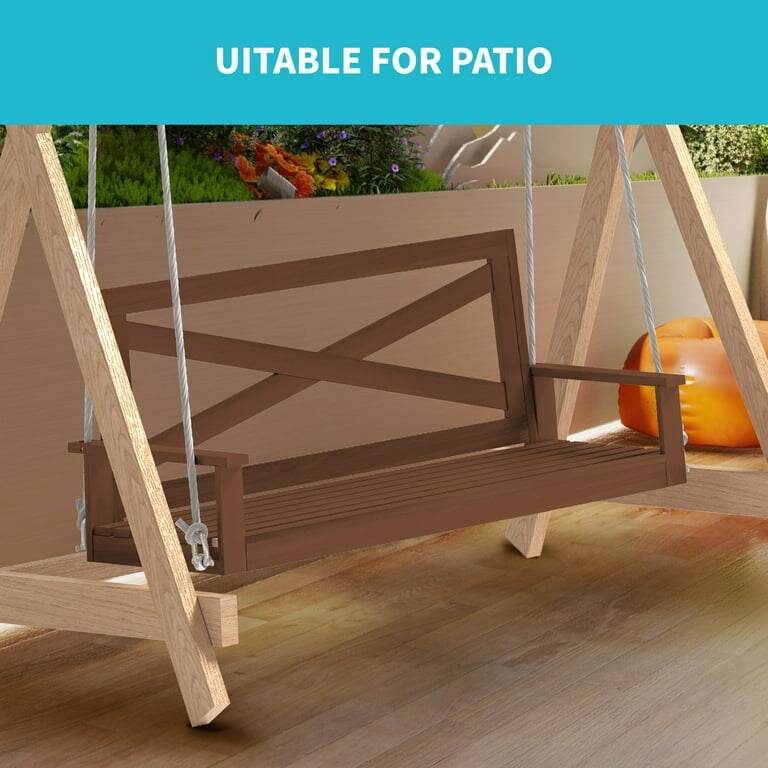 Mixoy Outdoor Wood Porch Swings with Curved Back Design