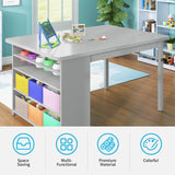 Mixoy Kids Table and Chair Set,Child Crafting table with Paper Roller and Removable Storage Box, Art Storage for Kids Reading
