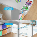 Mixoy Kids Table and Chair Set,Child Crafting table with Paper Roller and Removable Storage Box, Art Storage for Kids Reading