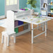 Kids Art Table and 2 Chairs,Kid Craft Table with Supplies Storage Shelves,Canvas Bins,Paper Roll for Preschool Toddler