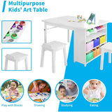 Mixoy Kids Table and Chair Set,Child Crafting table with Paper Roller and Removable Storage Box, Art Storage for Kids Reading