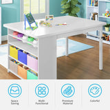 Mixoy Kids Table and Chair Set,Child Crafting table with Paper Roller and Removable Storage Box, Art Storage for Kids Reading