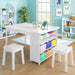 Mixoy Kids Table and Chair Set,Child Crafting table with Paper Roller and Removable Storage Box, Art Storage for Kids Reading