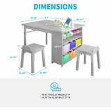 Mixoy Kids Table and Chair Set,Child Crafting table with Paper Roller and Removable Storage Box, Art Storage for Kids Reading