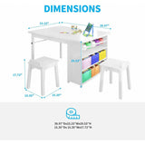 Mixoy Kids Table and Chair Set,Child Crafting table with Paper Roller and Removable Storage Box, Art Storage for Kids Reading